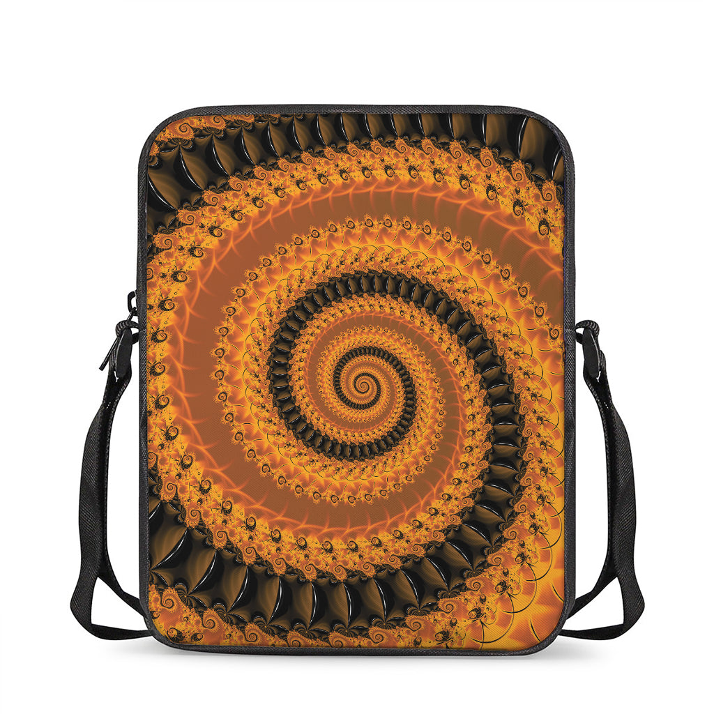 Spiral Fractal Print Rectangular Crossbody Bag