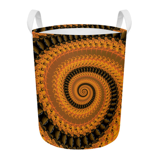 Spiral Fractal Print Round Laundry Basket