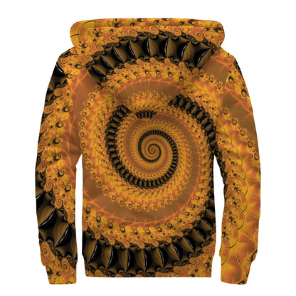 Spiral Fractal Print Sherpa Lined Zip Up Hoodie