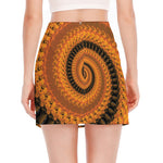Spiral Fractal Print Side Slit Mini Skirt