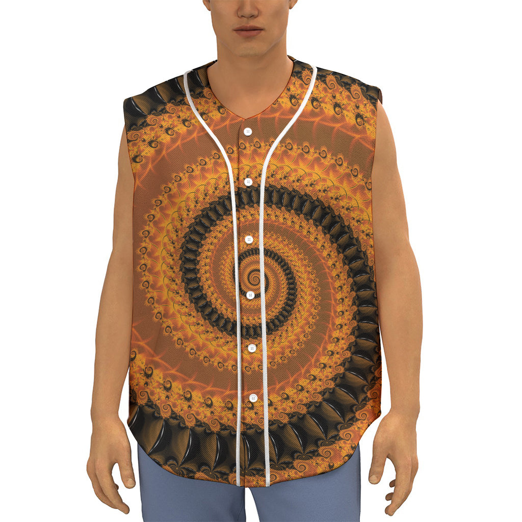 Spiral Fractal Print Sleeveless Baseball Jersey
