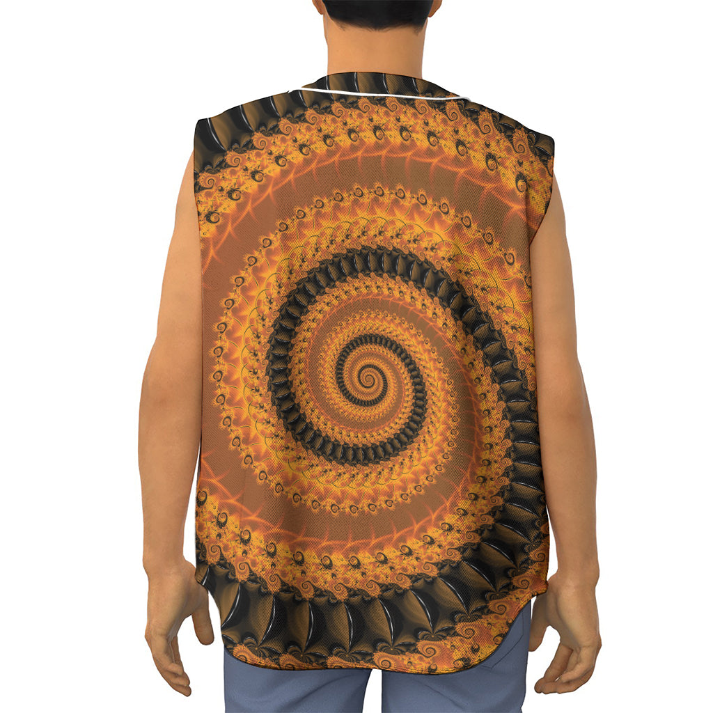 Spiral Fractal Print Sleeveless Baseball Jersey