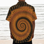 Spiral Fractal Print Textured Short Sleeve Shirt