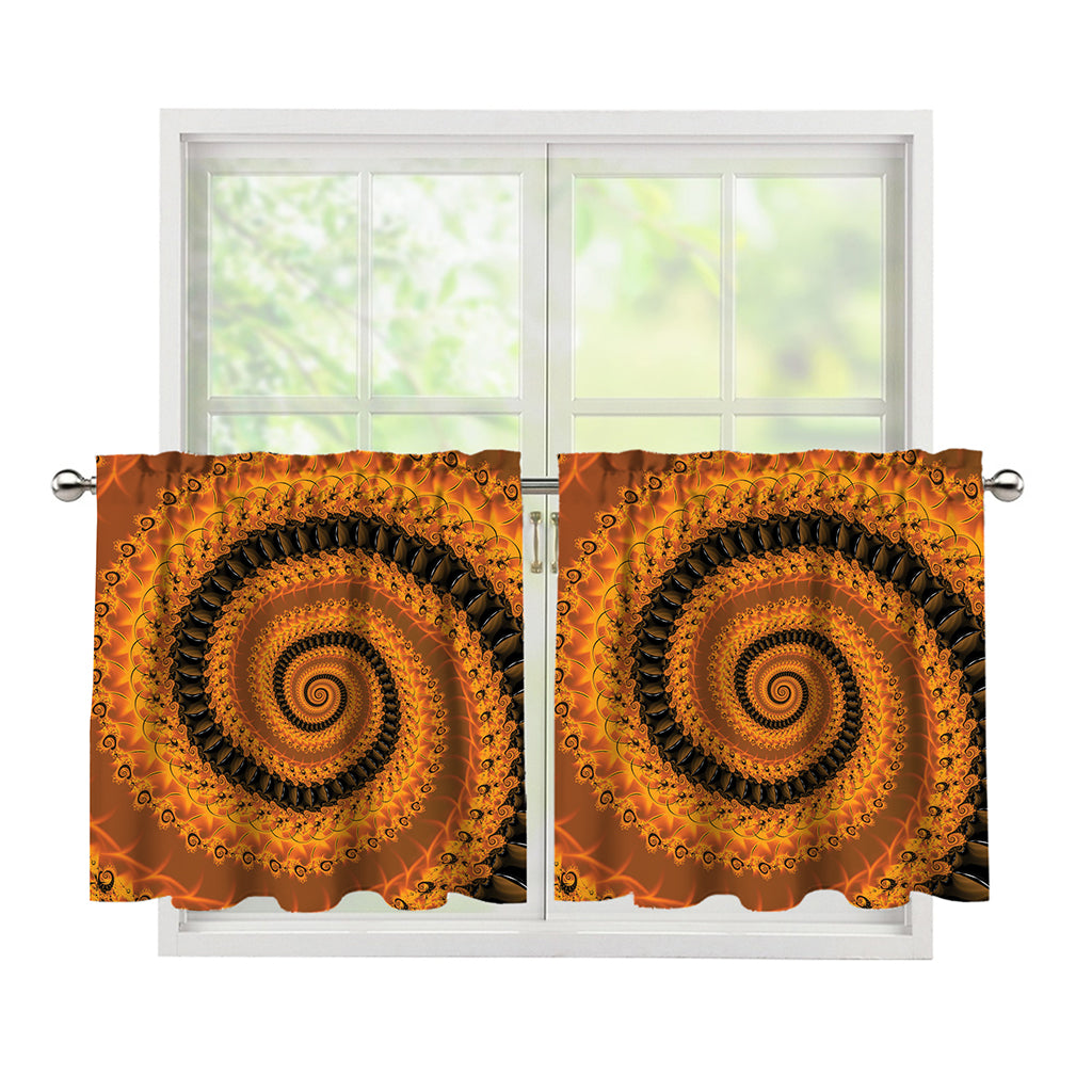 Spiral Fractal Print Tier Curtains