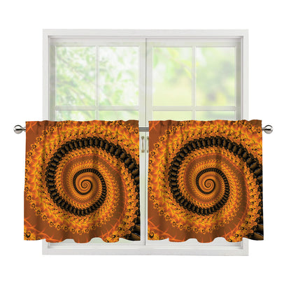 Spiral Fractal Print Tier Curtains