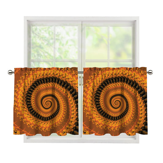 Spiral Fractal Print Tier Curtains