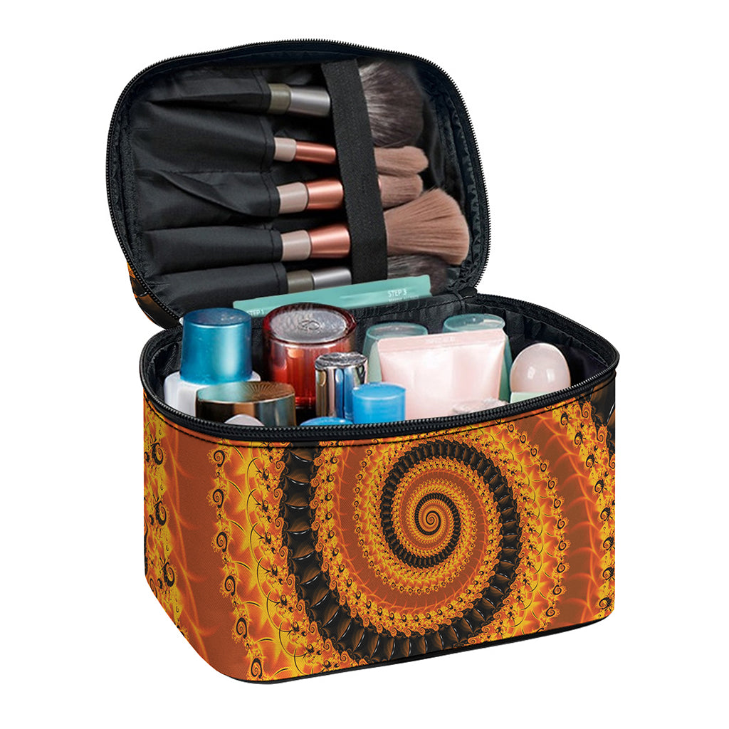 Spiral Fractal Print Travel Makeup Bag