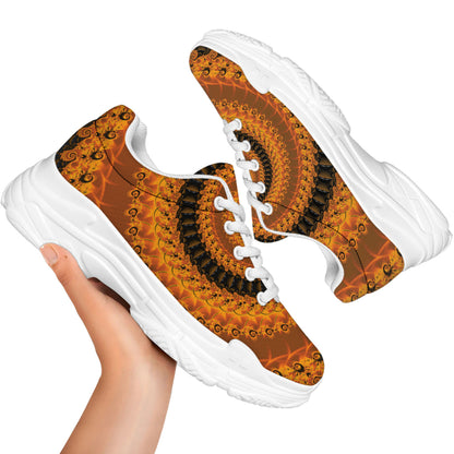 Spiral Fractal Print White Chunky Shoes