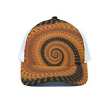 Spiral Fractal Print White Mesh Trucker Cap
