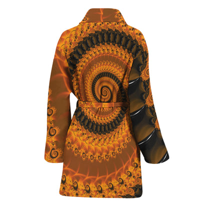 Spiral Fractal Print Women's Bathrobe