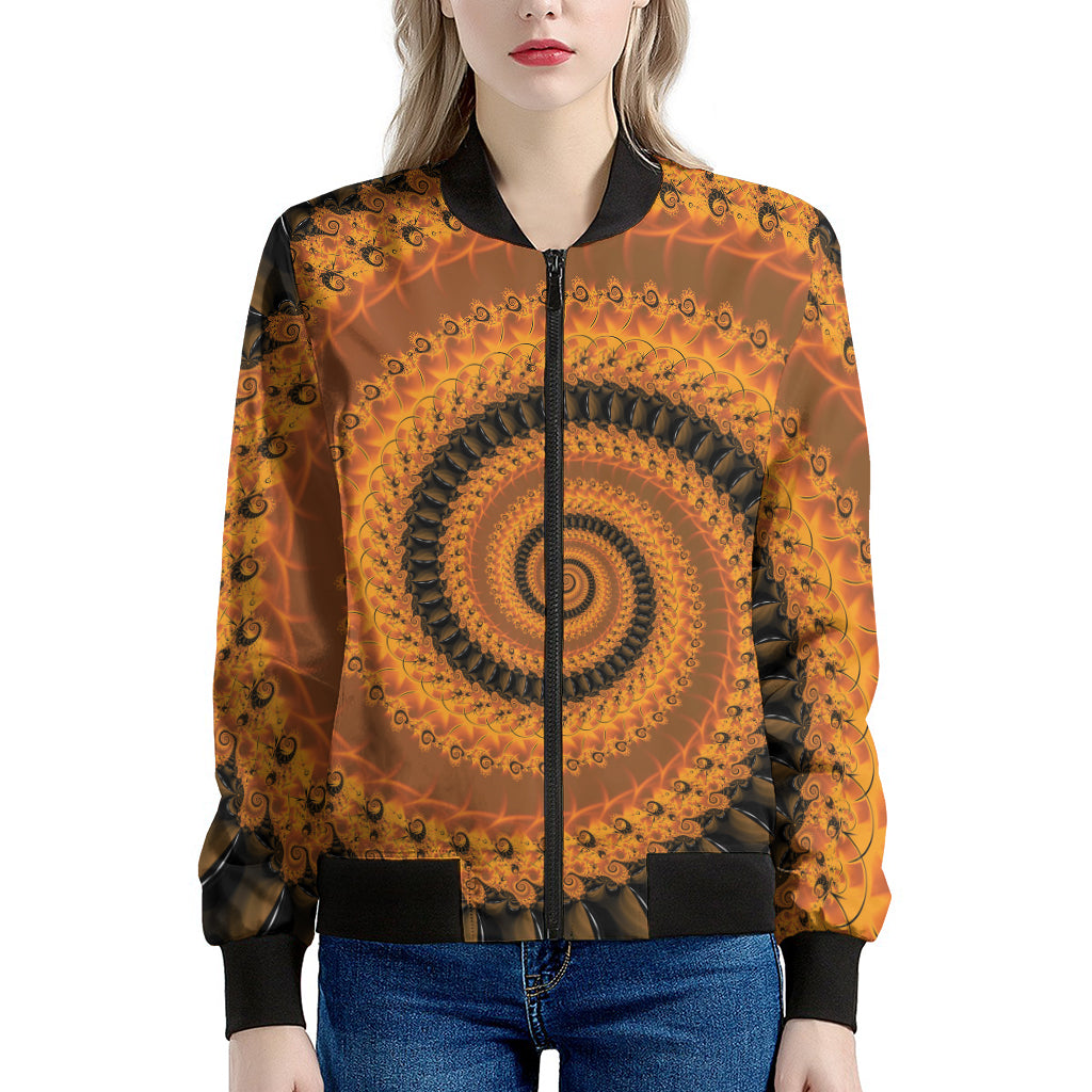 Spiral Fractal Print Women's Bomber Jacket
