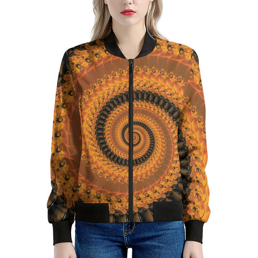 Spiral Fractal Print Women's Bomber Jacket
