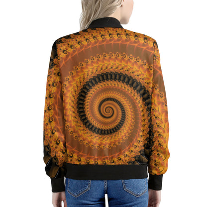 Spiral Fractal Print Women's Bomber Jacket