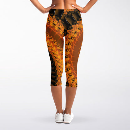 Spiral Fractal Print Women's Capri Leggings