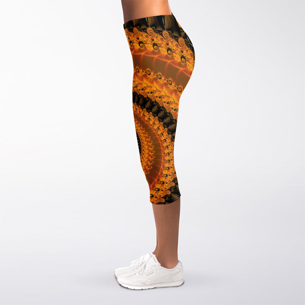Spiral Fractal Print Women's Capri Leggings
