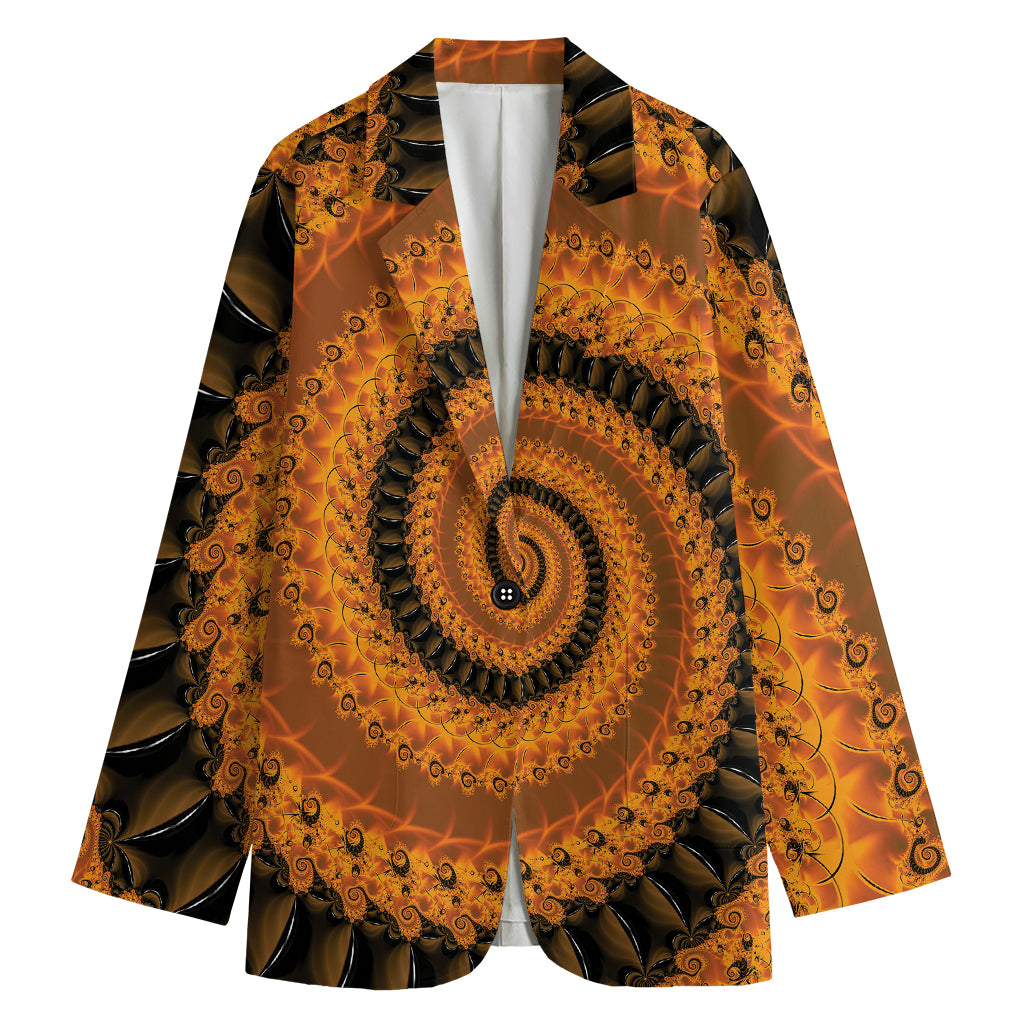 Spiral Fractal Print Women's Cotton Blazer