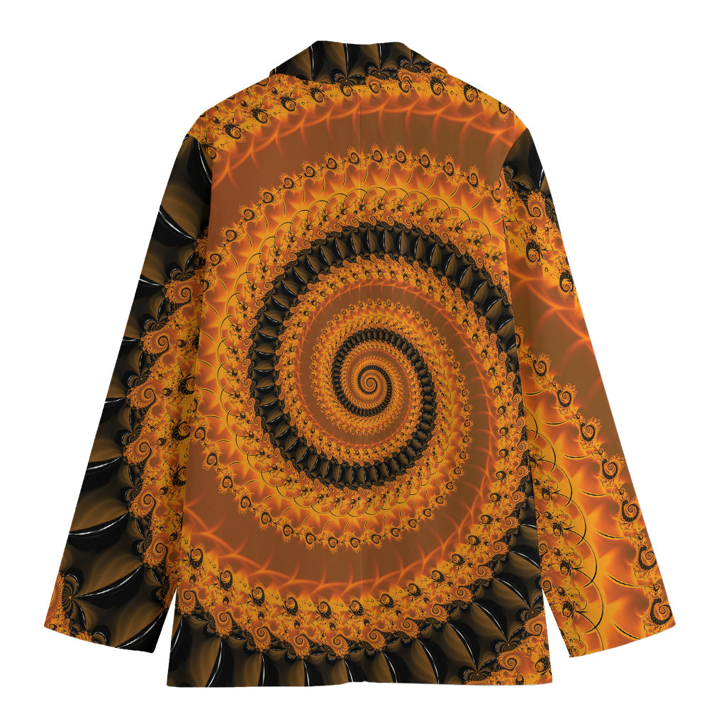 Spiral Fractal Print Women's Cotton Blazer