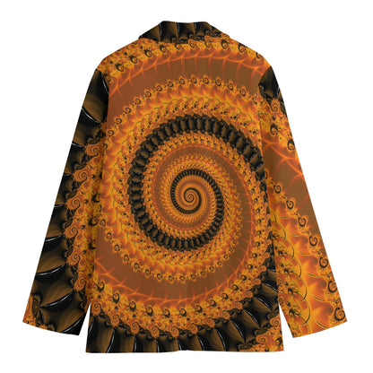 Spiral Fractal Print Women's Cotton Blazer