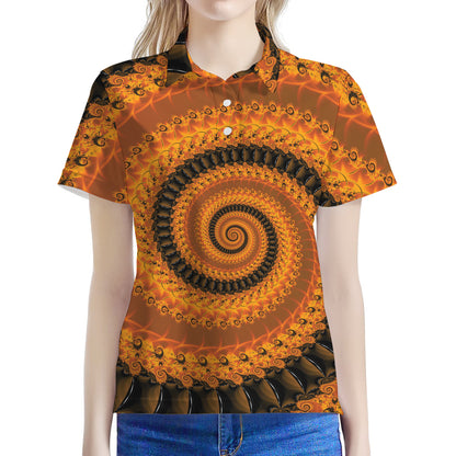 Spiral Fractal Print Women's Polo Shirt