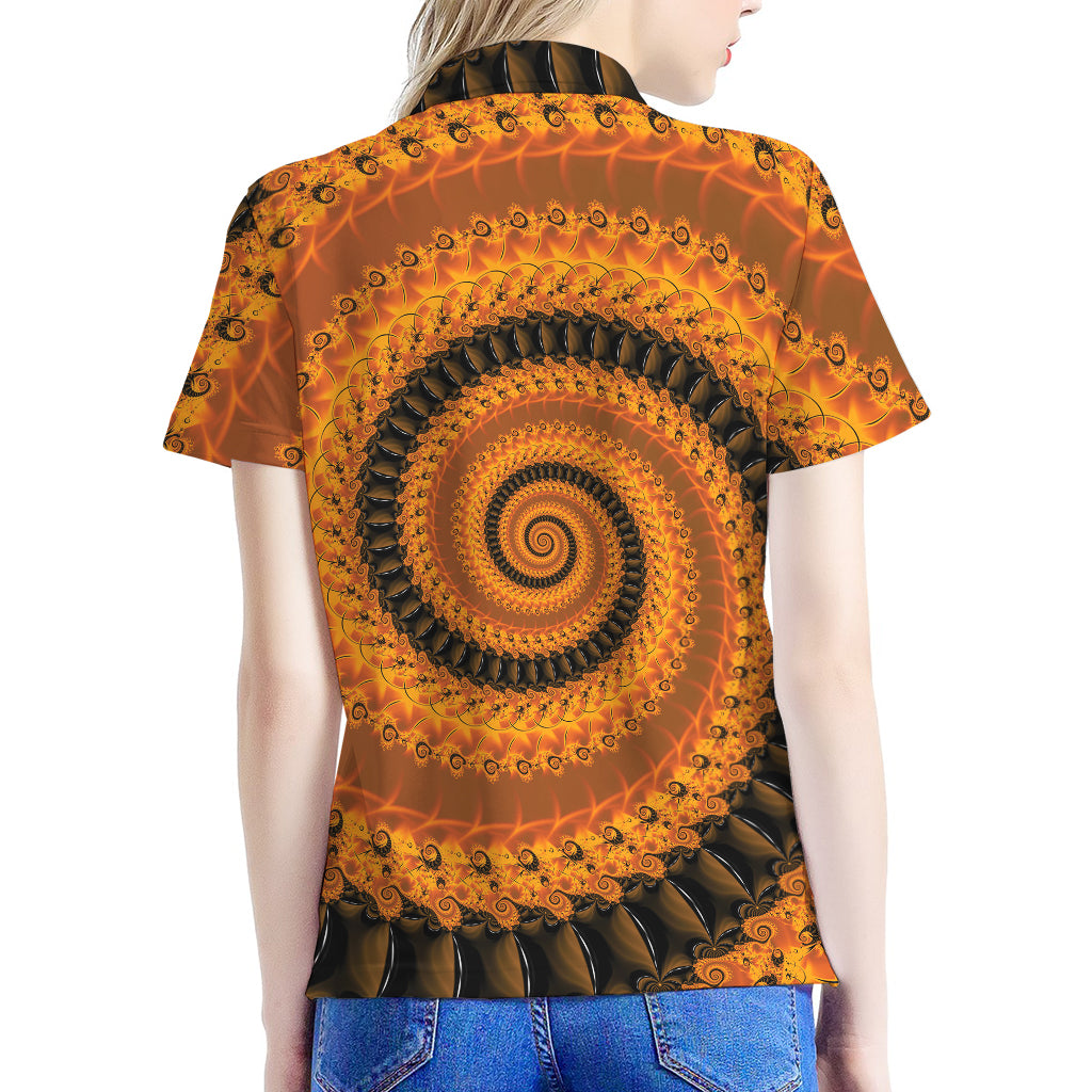 Spiral Fractal Print Women's Polo Shirt