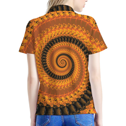 Spiral Fractal Print Women's Polo Shirt