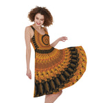 Spiral Fractal Print Women's Sleeveless Dress