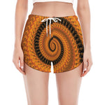 Spiral Fractal Print Women's Split Running Shorts