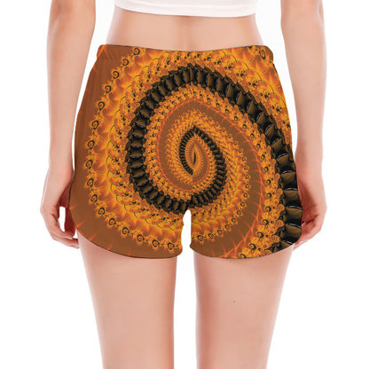 Spiral Fractal Print Women's Split Running Shorts