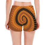 Spiral Fractal Print Women's Split Running Shorts