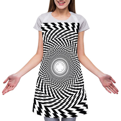 Spiral Illusory Motion Print Adjustable Apron