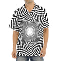 Spiral Illusory Motion Print Aloha Shirt