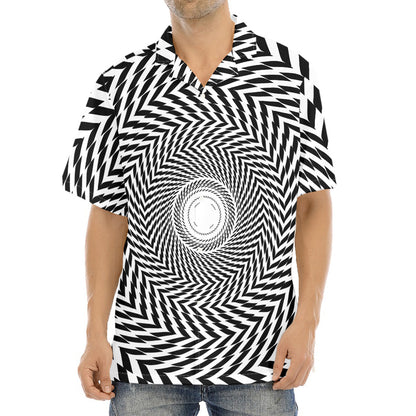 Spiral Illusory Motion Print Aloha Shirt