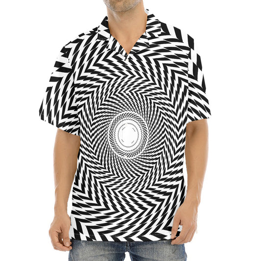 Spiral Illusory Motion Print Aloha Shirt