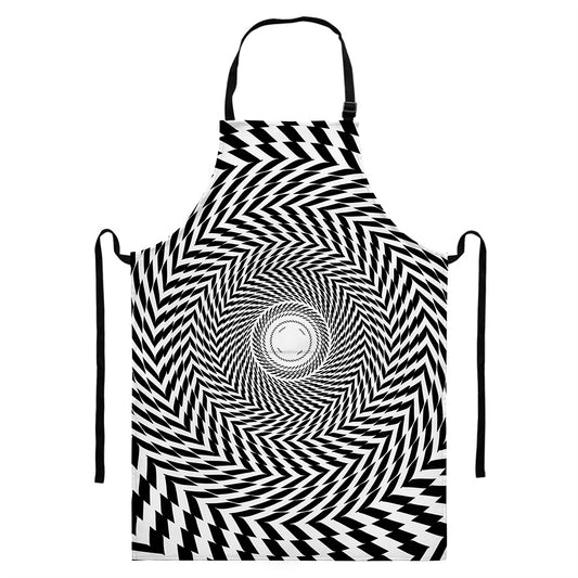 Spiral Illusory Motion Print Bib Apron With Pocket