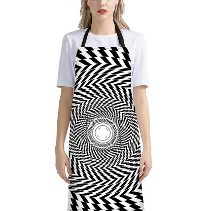 Spiral Illusory Motion Print Bib Apron With Pocket