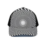 Spiral Illusory Motion Print Black Mesh Trucker Cap