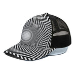 Spiral Illusory Motion Print Black Mesh Trucker Cap