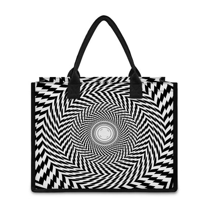 Spiral Illusory Motion Print Canvas Tote Bag