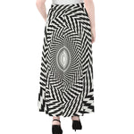 Spiral Illusory Motion Print Chiffon Maxi Skirt