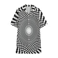 Spiral Illusory Motion Print Cotton Hawaiian Shirt