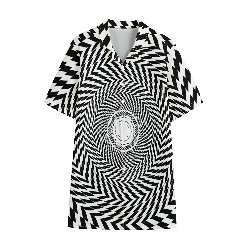 Spiral Illusory Motion Print Cotton Hawaiian Shirt