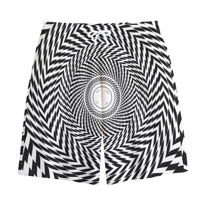 Spiral Illusory Motion Print Cotton Shorts