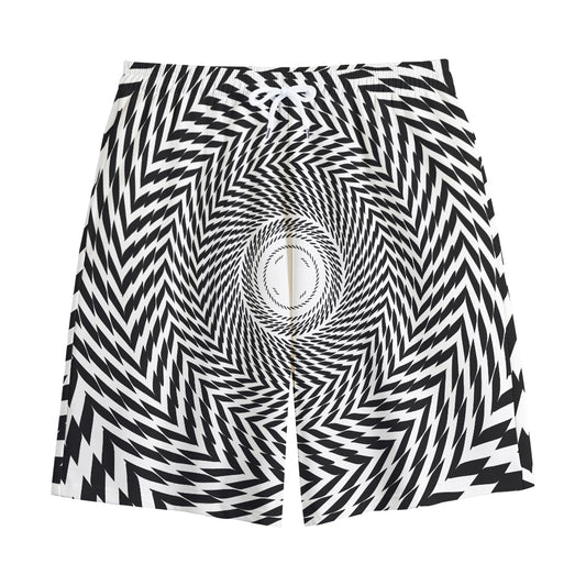 Spiral Illusory Motion Print Cotton Shorts