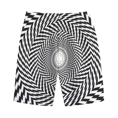 Spiral Illusory Motion Print Cotton Shorts