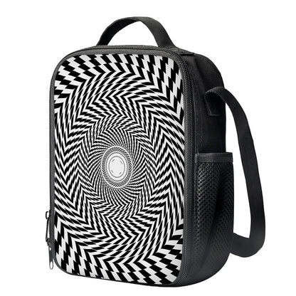 Spiral Illusory Motion Print Crossbody Lunch Bag