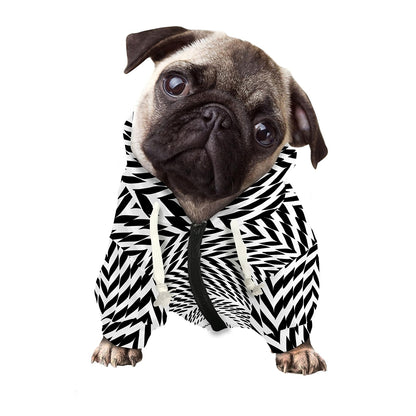 Spiral Illusory Motion Print Dog Zip Up Hoodie