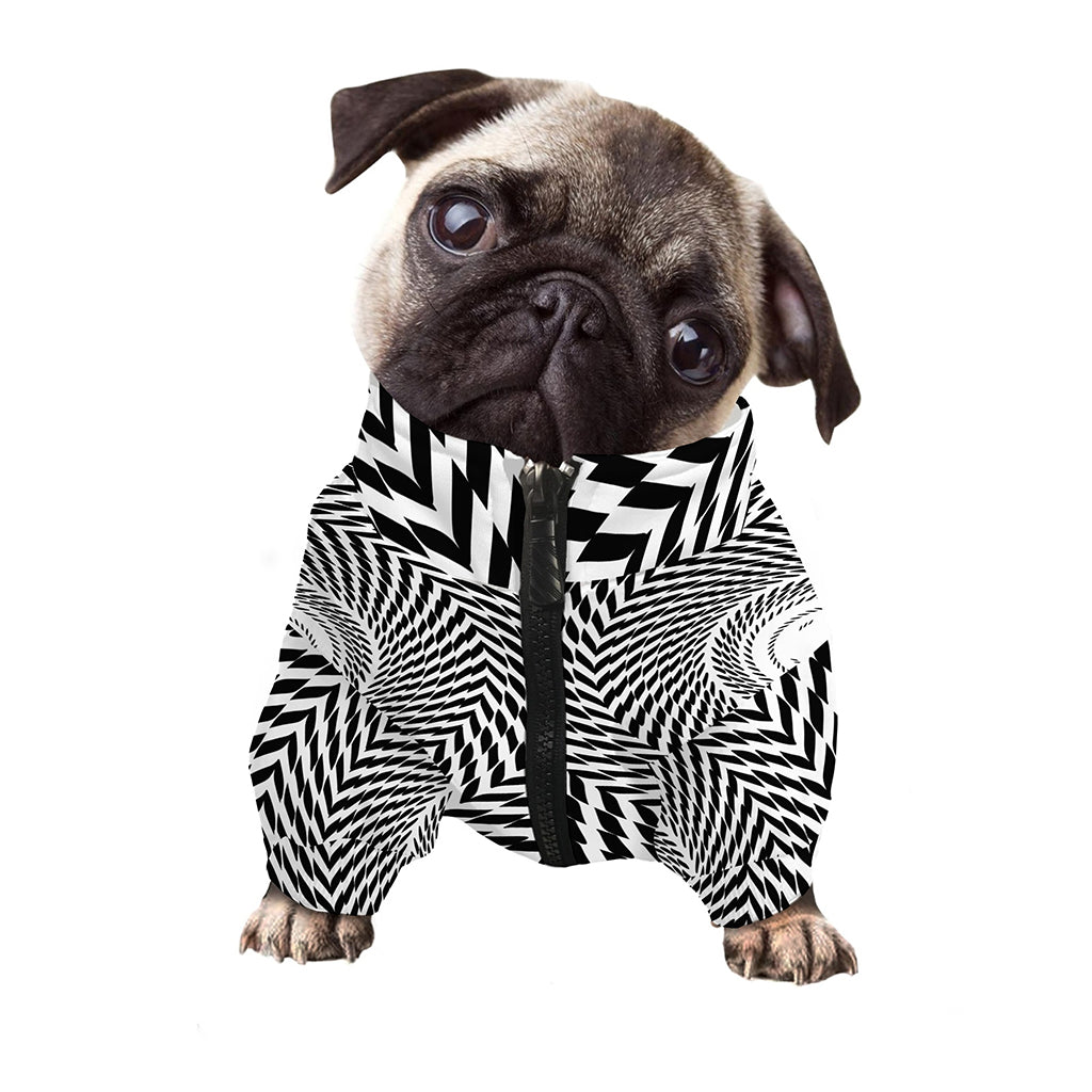 Spiral Illusory Motion Print Dog Zip Up Jacket