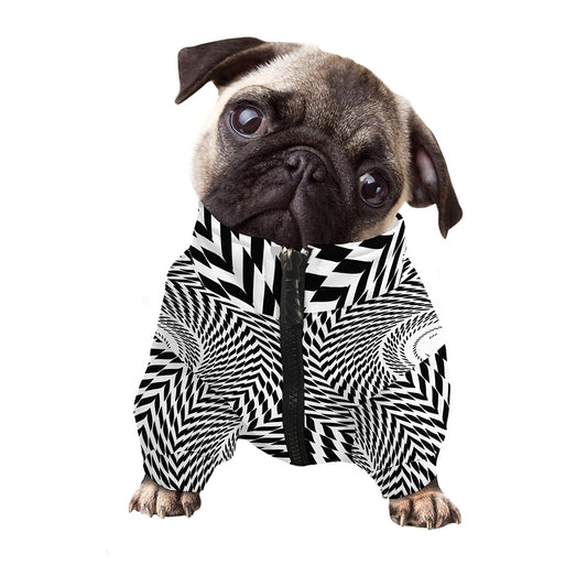 Spiral Illusory Motion Print Dog Zip Up Jacket