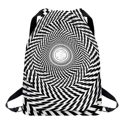 Spiral Illusory Motion Print Drawstring Backpack