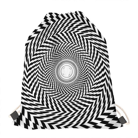 Spiral Illusory Motion Print Drawstring Bag